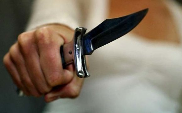 Напівгола дівчина на вулиці била ножем дошку. ВІДЕО