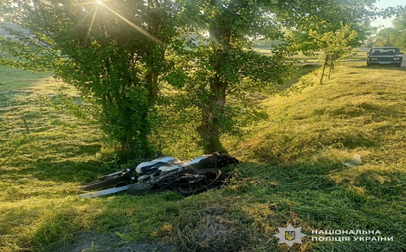 Підліток на мотоциклі злетів у кювет і врізався в дерево, його госпіталізували