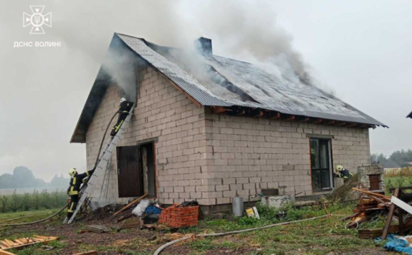 На Волині від удару блискавки загорівся будинок