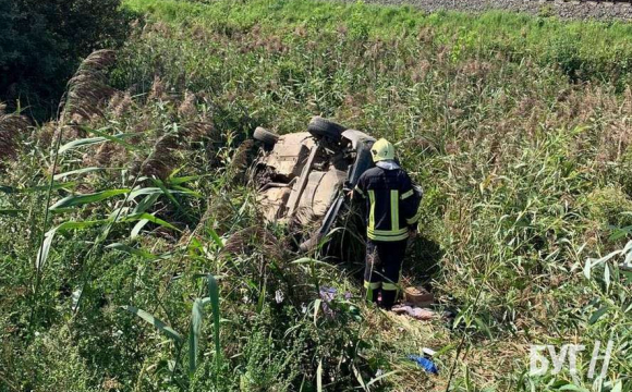 На Волині автівка злетіла в кювет та перекинулася. ФОТО